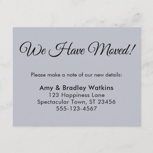 Simple Dusty Blue We Have Moved Change of Address Enclosure Card