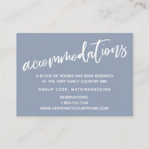 Simple Dusty Blue Wedding Accommodations Enclosure Card