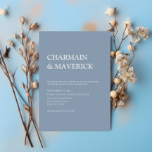 Simple Dusty Blue Wedding Invitation