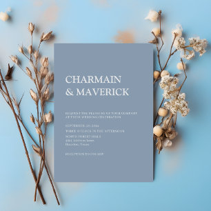 Simple Dusty Blue Wedding Invitation