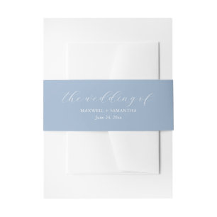 Simple Dusty Blue Wedding Invitation Belly Band