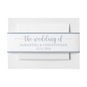 Simple Dusty Blue Wedding of  Invitation Belly Band