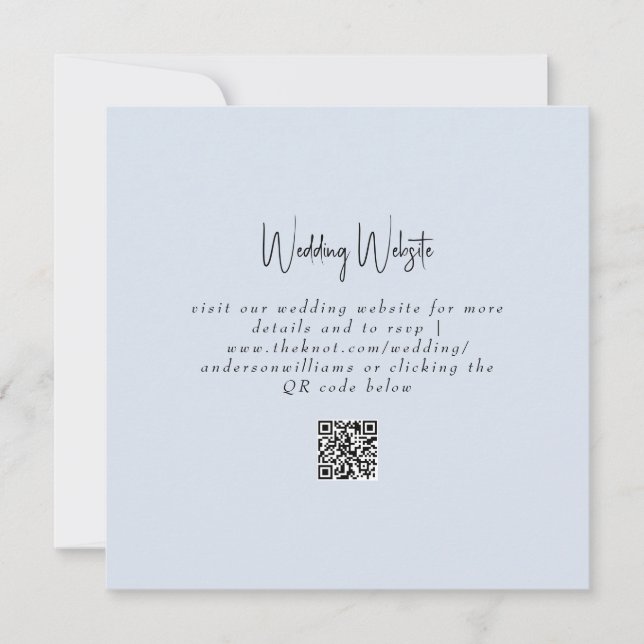 Simple Dusty Blue Wedding QR Code Website Square (Front)
