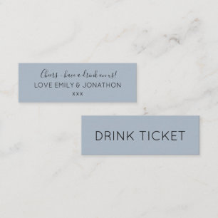 Simple Dusty Blue Wedding Reception Drinks Ticket
