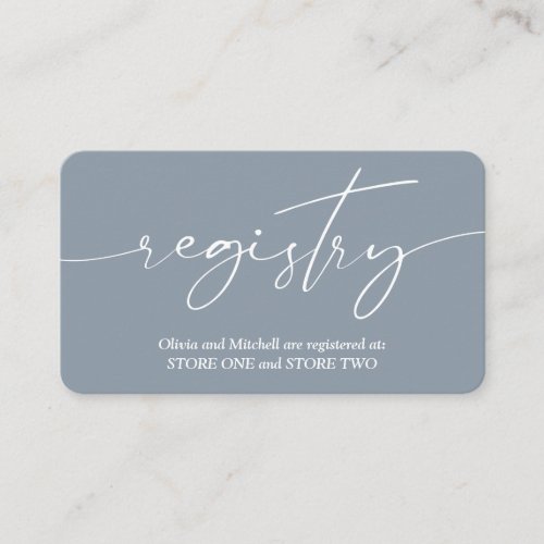 Simple Dusty Blue Wedding Registry Enclosure Card