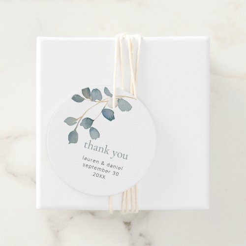 Simple Dusty Blue Wedding Thank You Favor Tags