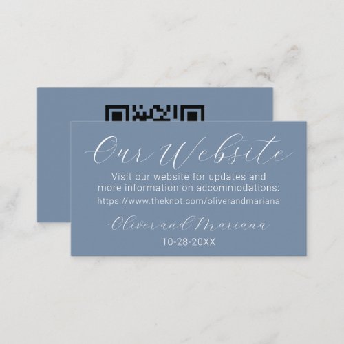 Simple Dusty Blue Wedding Website Enclosure Card