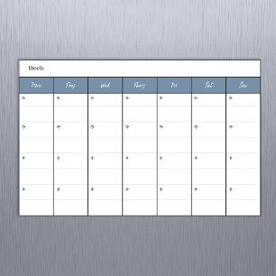 Simple Dusty Blue Weekly Calendar Magnetic Dry Erase Sheet