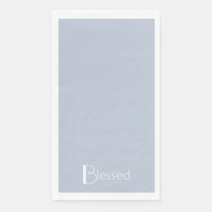 Simple Dusty Blue & White "Blessed" Paper Guest Towels