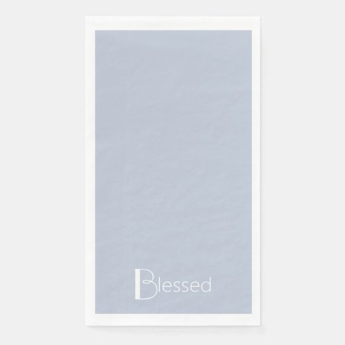 Simple Dusty Blue  White Blessed Paper Guest Towels