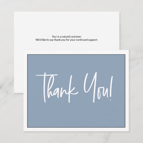 Simple Dusty Blue White Logo Social Thank You  Card