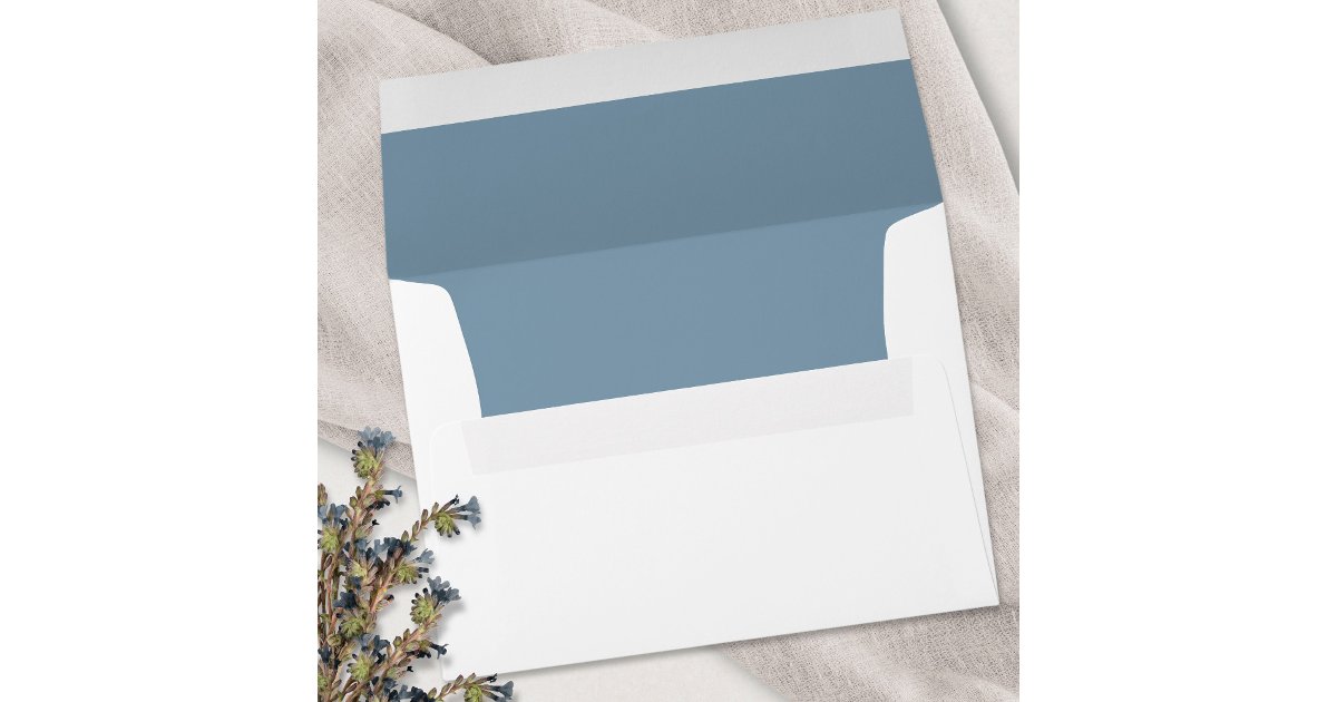 Simple Dusty Blue White Wedding Modern Minimalist Envelope | Zazzle