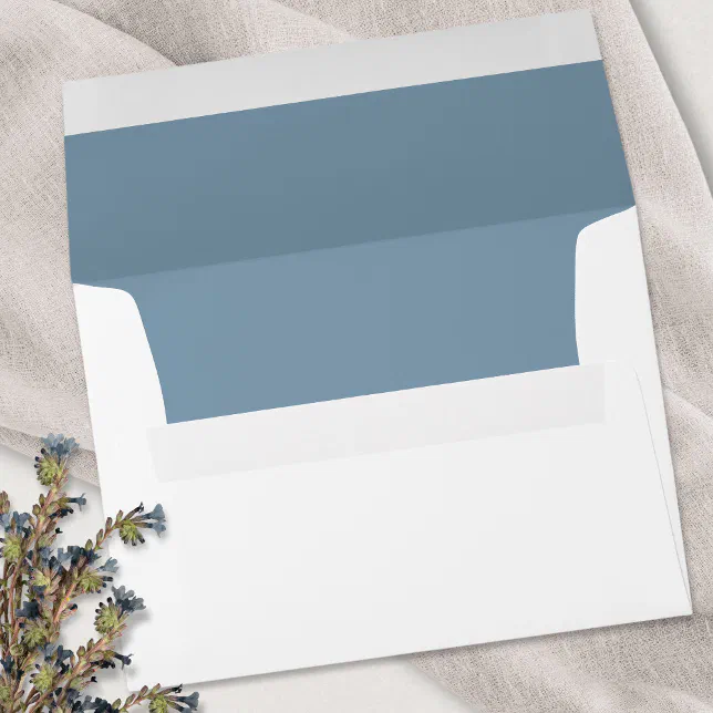 Simple Dusty Blue White Wedding Modern Minimalist Envelope | Zazzle