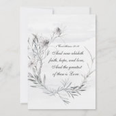 Simple Dusty Gray Pencil Flowers Christian Wedding Invitation (Back)