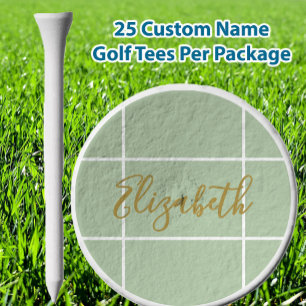 Simple dusty green minimalist custom name ladies  golf tees