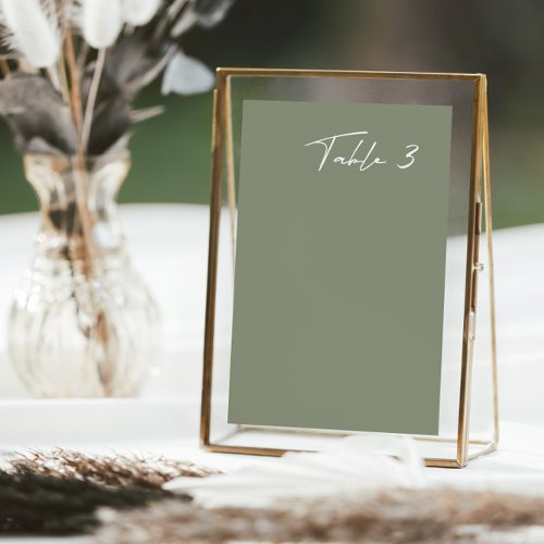 Simple Dusty Green Modern Wedding Table Number