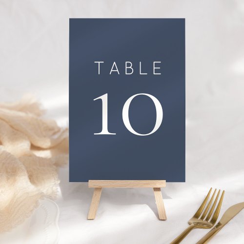 Simple Dusty Navy Blue Wedding Table Number