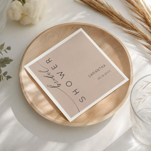Simple Dusty Peach Bridal Shower Napkins
