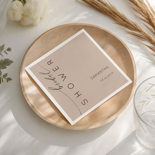 Simple Dusty Peach Bridal Shower Napkins (Creator Uploaded)