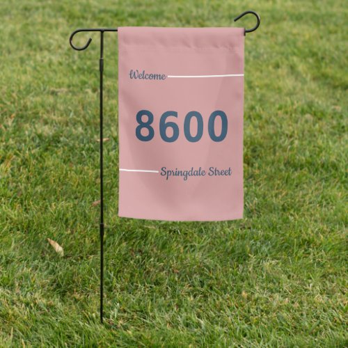 Simple Dusty Pink and Blue House Number Garden Flag
