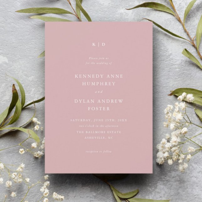 Simple Dusty Pink Elegant Wedding Invitation (Creator Uploaded)