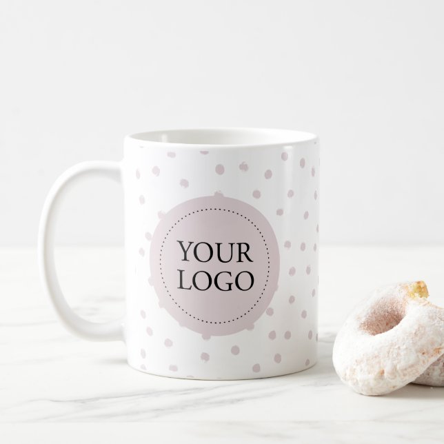 Simple Dusty Pink Minimal Business Logo Custom Coffee Mug (With Donut)