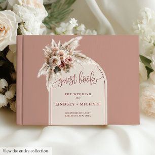 Simple Dusty Pink Pampas Grass Floral Guest Book