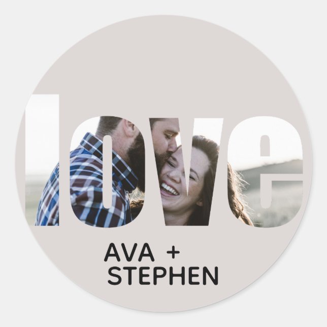 Simple Dusty Pink Photo Wedding Classic Round Sticker (Front)