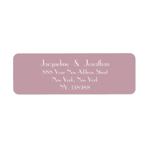 Simple dusty pink script wedding return address    label