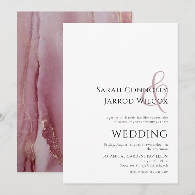 Simple Dusty Pink Wedding Invitation (Front/Back)