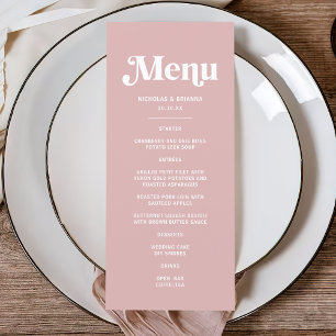 Simple Dusty Pink Wedding Menu