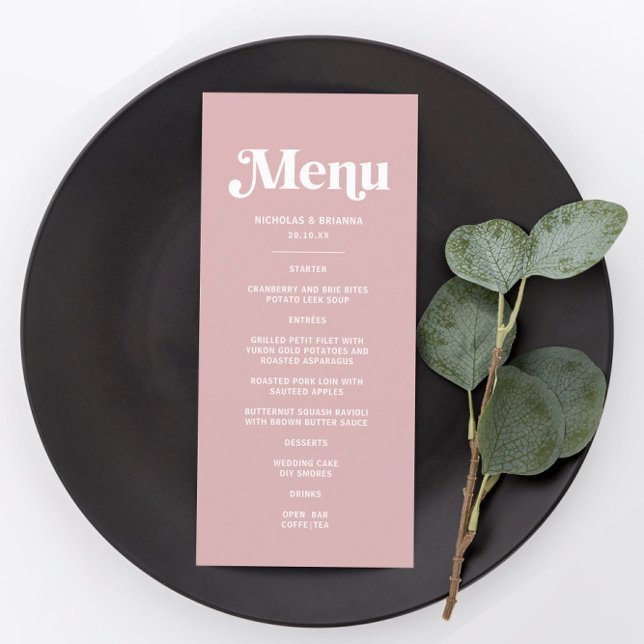 Simple Dusty Pink Wedding Menu (Creator Uploaded)