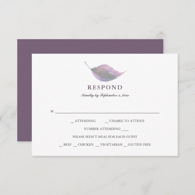 Simple Dusty Purple Meal Choice RSVP (Front/Back)