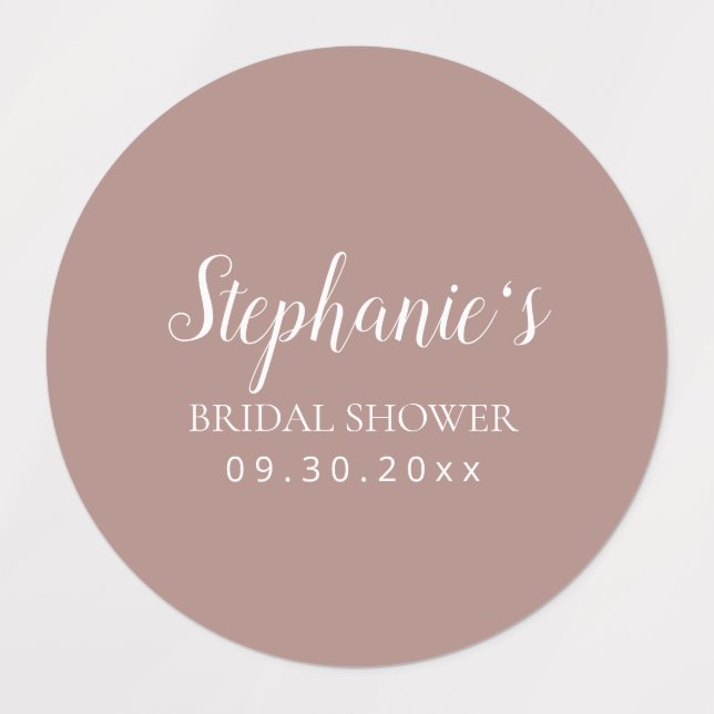 Simple Dusty Rose and White Bridal Shower Labels (Design 1)