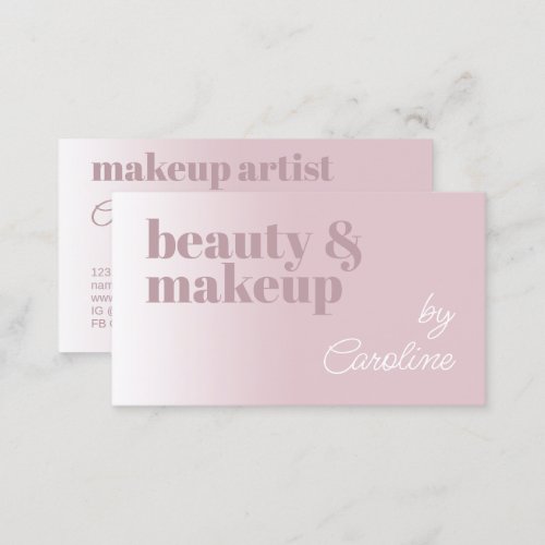 Simple Dusty Rose Blush Pink White Calligraphy Business Card