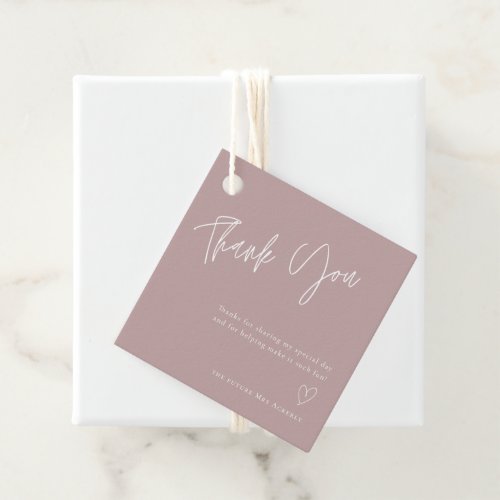 Simple Dusty Rose Bridal Shower Thank You Card Favor Tags