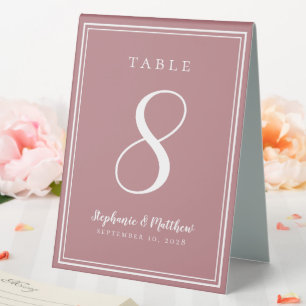 Simple Dusty Rose Custom Wedding Number Table Tent
