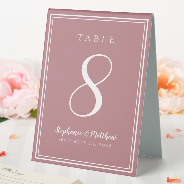Simple Dusty Rose Custom Wedding Number Table Tent (In SItu (Wedding))
