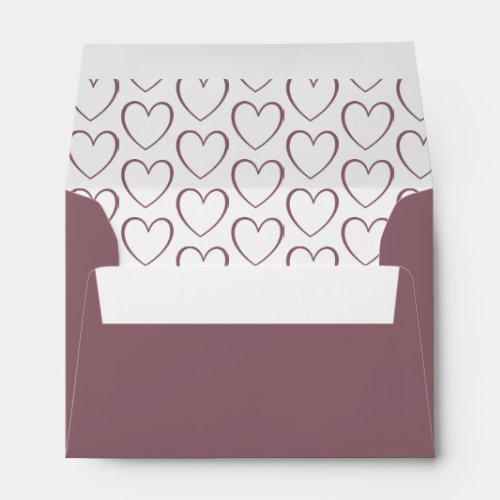 Simple Dusty Rose Heart Pattern Wedding RSVP  Envelope