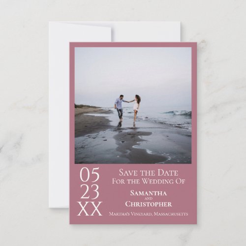 Simple Dusty Rose Modern Minimalist Photo Wedding Save The Date