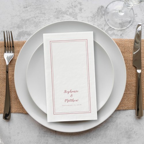Simple Dusty Rose Modern Minimalist Wedding Dinner Paper Guest Towels