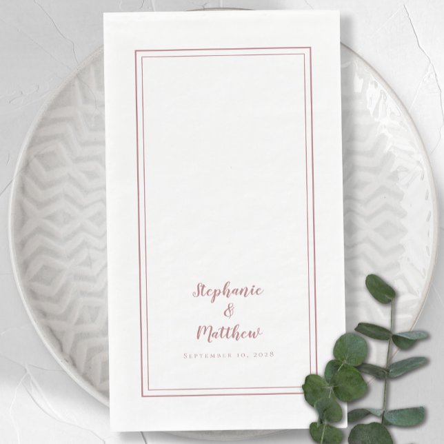 Simple Dusty Rose Modern Minimalist Wedding Dinner Paper Guest Towels (Simple Dusty Rose Modern Minimalist Wedding Dinner Paper Guest Towels)