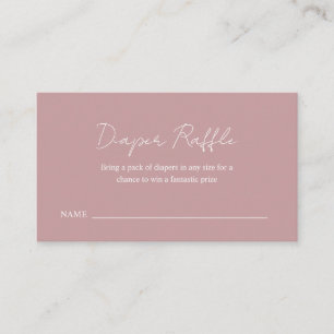 Simple Dusty Rose Pink Baby Shower Diaper Raffle Enclosure Card