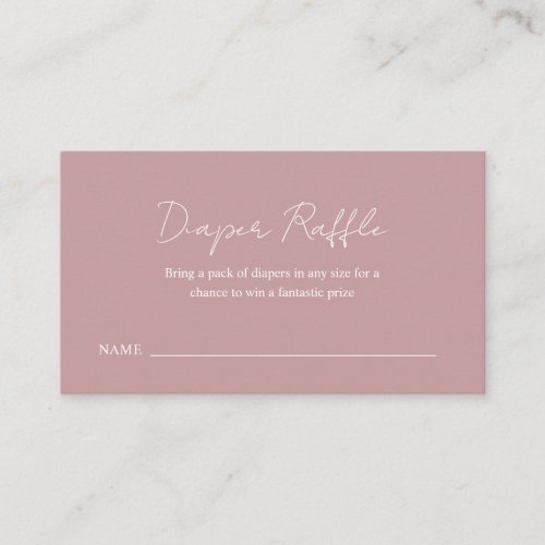 Simple Dusty Rose Pink Baby Shower Diaper Raffle Enclosure Card