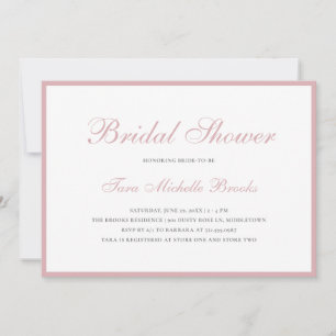 Simple Dusty Rose Pink Elegant Bridal Shower Invitation