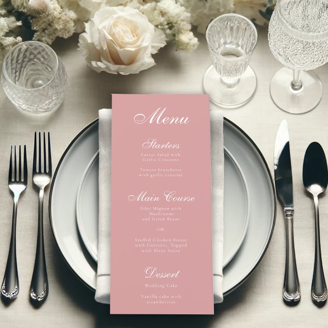 Simple Dusty Rose Pink Elegant Script Calligraphy  Menu (Creator Uploaded)