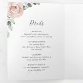 Simple Dusty Rose Pink Floral Elegant Wedding Tri-Fold Invitation (Inside First)