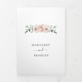Simple Dusty Rose Pink Floral Elegant Wedding Tri-Fold Invitation (Cover)