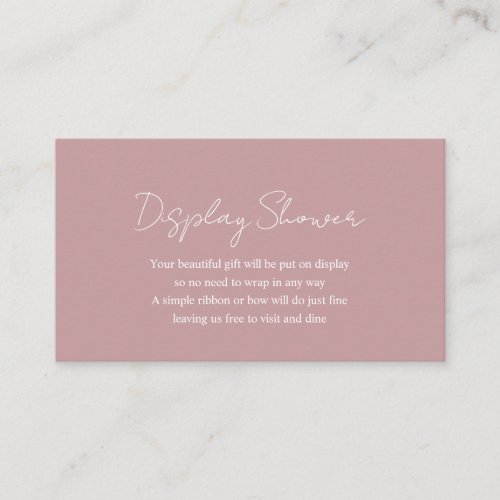 Simple Dusty Rose Pink Modern Display Baby Shower Enclosure Card