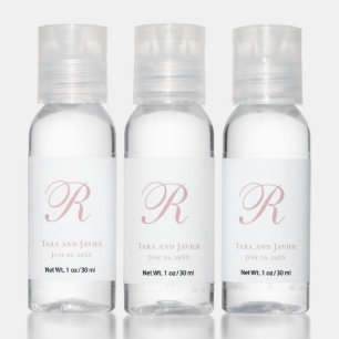 Simple Dusty Rose Pink Monogram Elegant Wedding Hand Sanitizer